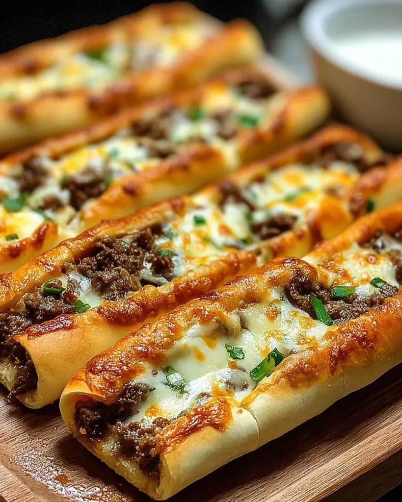 Batonnets de pain au fromage avec garniture de cheesesteak Philly 1