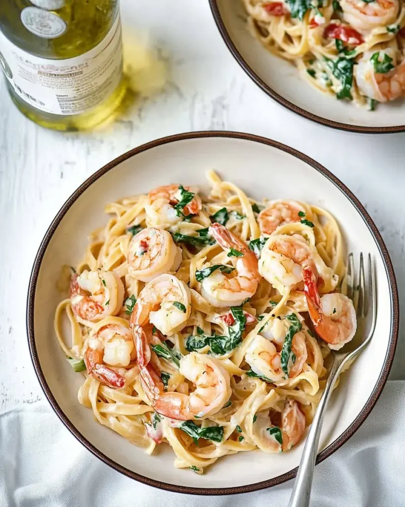 Pates cremeuses aux crevettes a la mode toscane 1