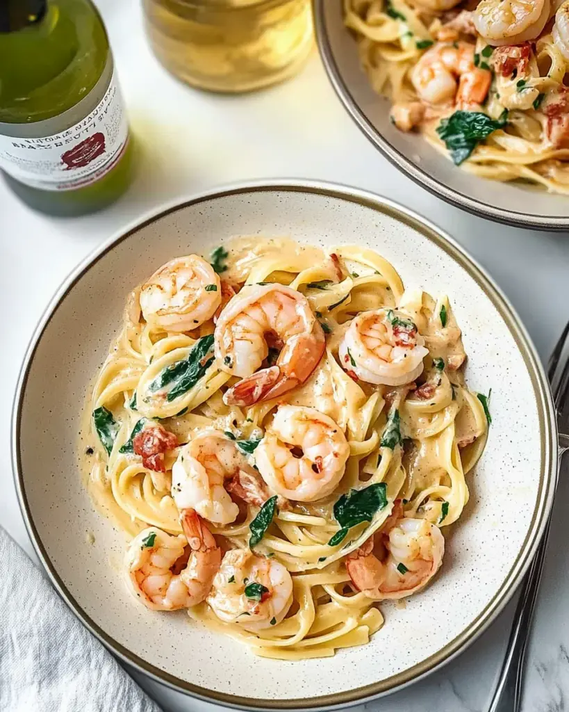 Pates cremeuses aux crevettes a la mode toscane 2