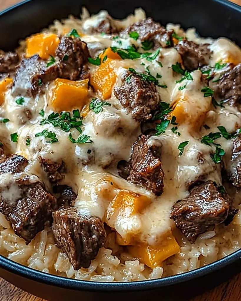 Riz au steak et fromage 1