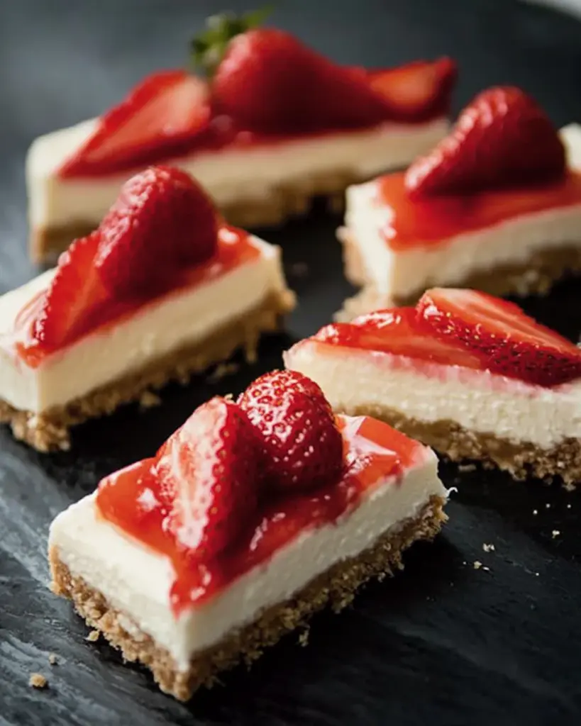 Fraises et Creme Barres de Cheesecake Sans Cuisson 2