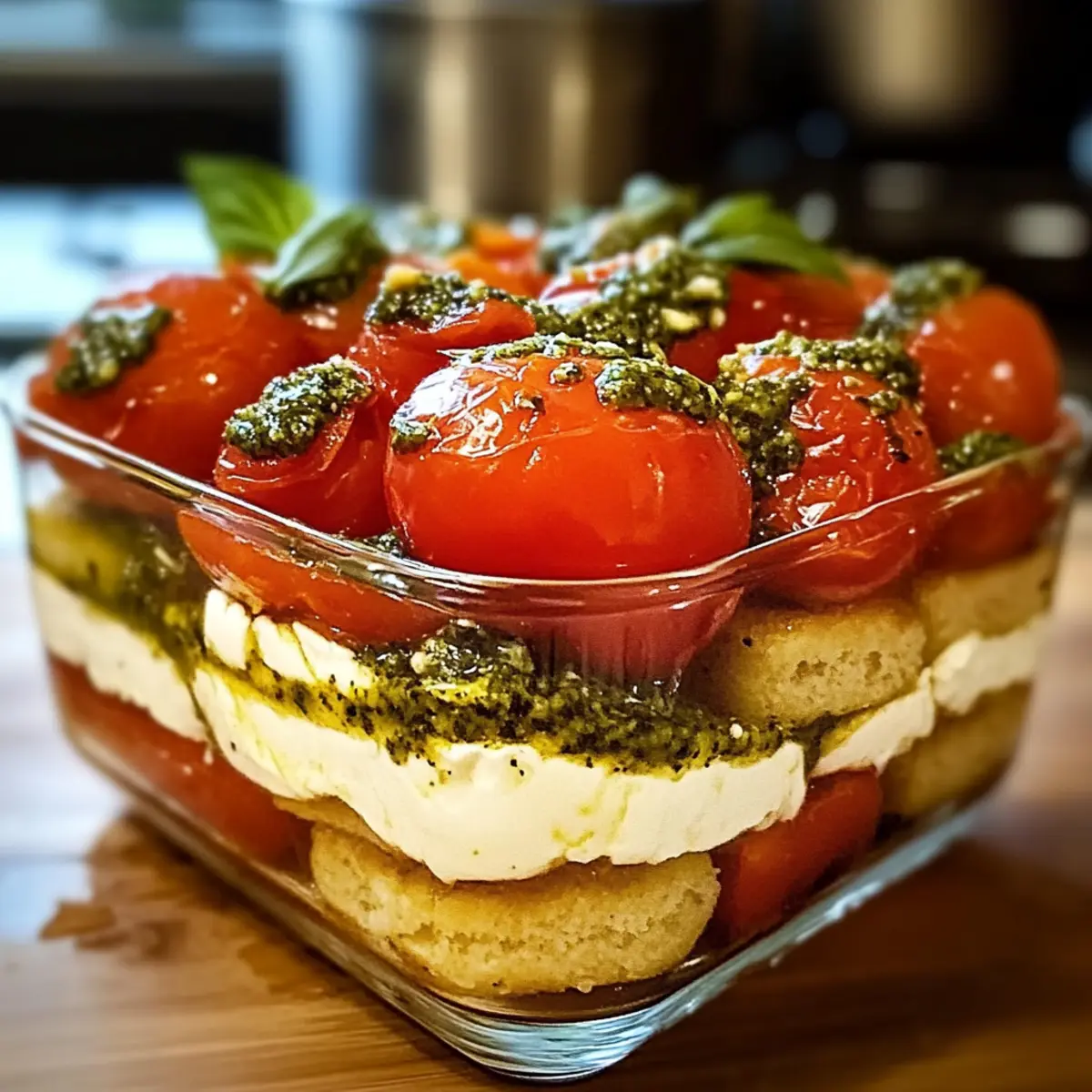 Tiramisu Salé Tomates Mozzarella Pesto