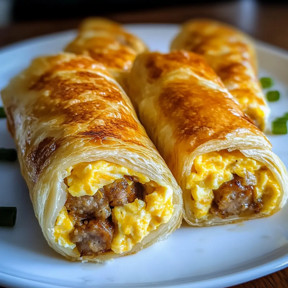 Saucisse, œuf, et fromage rouleaux de petit-déjeuner