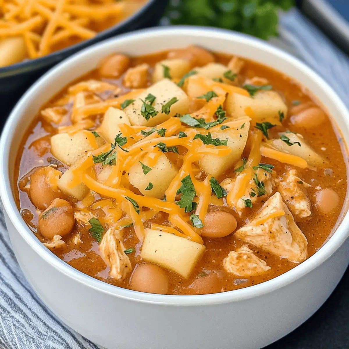 Chili au poulet aux pommes et cheddar blanc savoureux