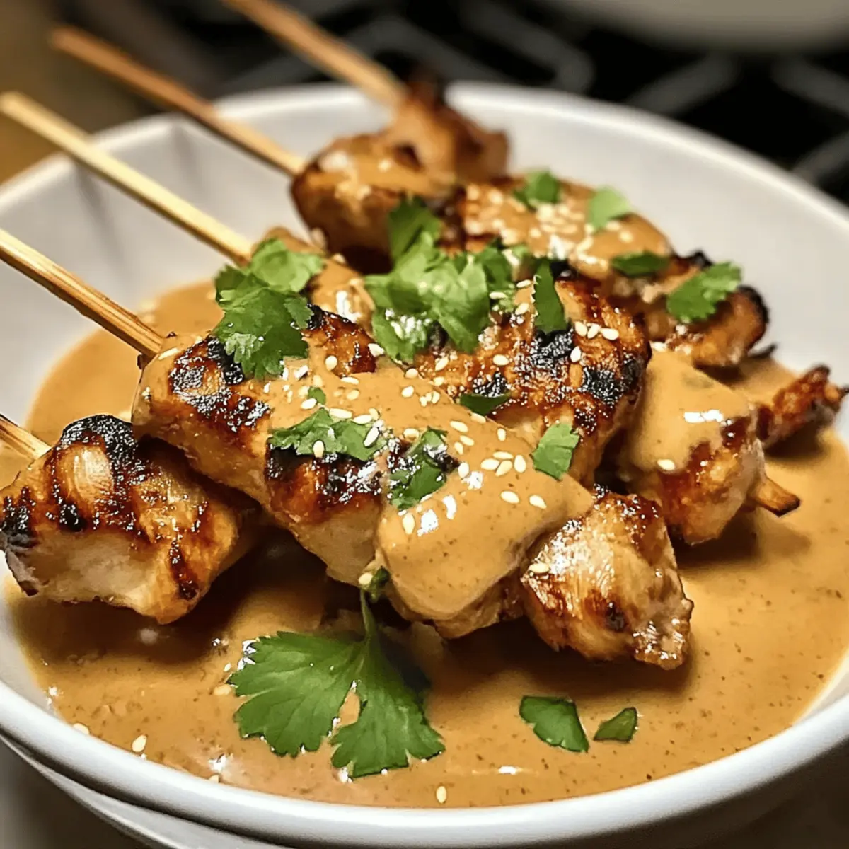 Satay de poulet thaï avec sauce aux cacahuètes simplifié