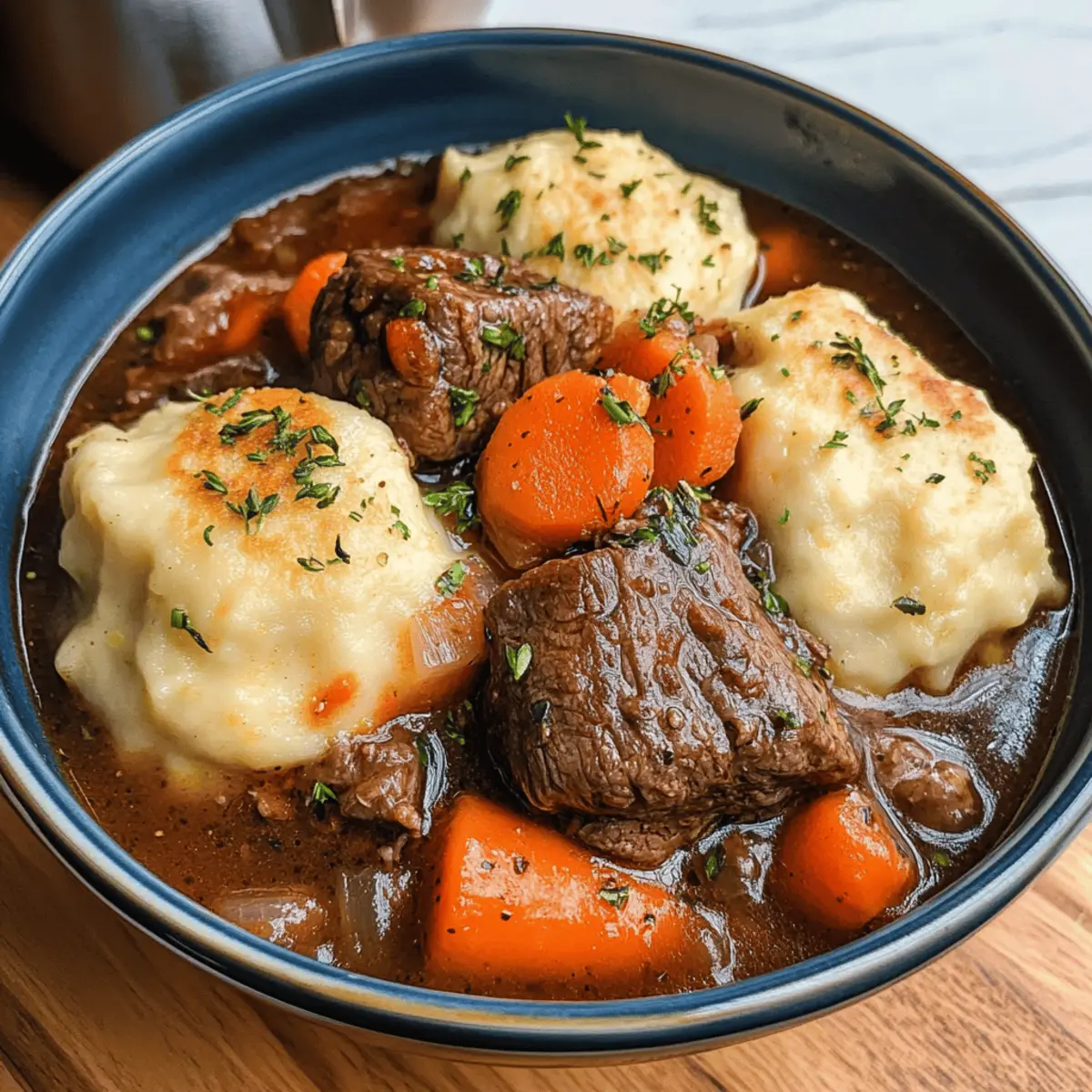 Ragoût de bœuf à la cocotte et dumplings réconfortants