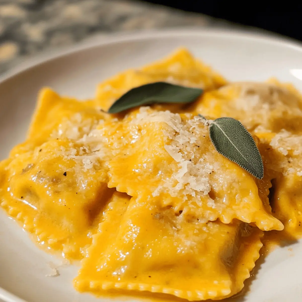 Ravioli à la saucisse italienne dans une sauce à la citrouille