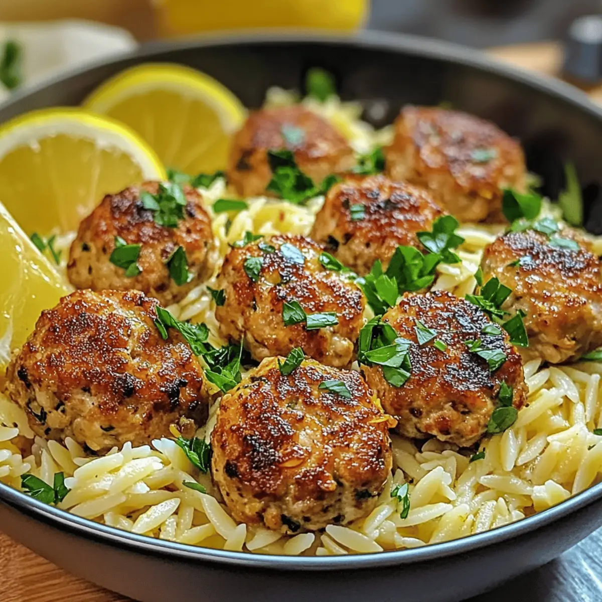 Boulettes de poulet grec avec orge au citron savoureuses