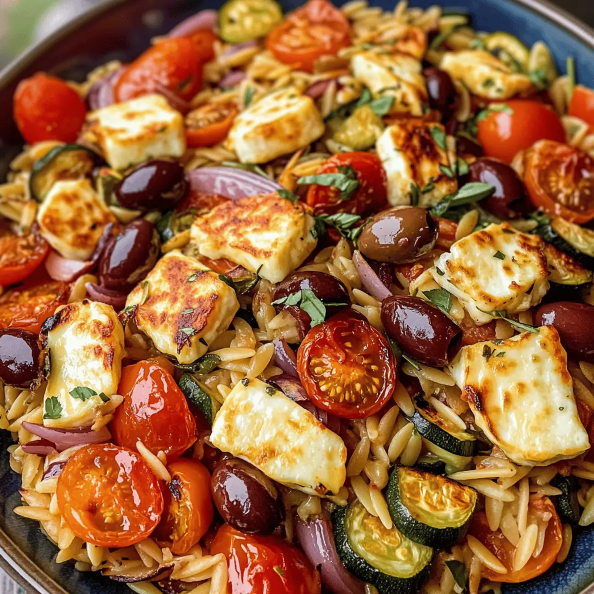 Orzo légumes méditerranéens rôtis halloumi magique