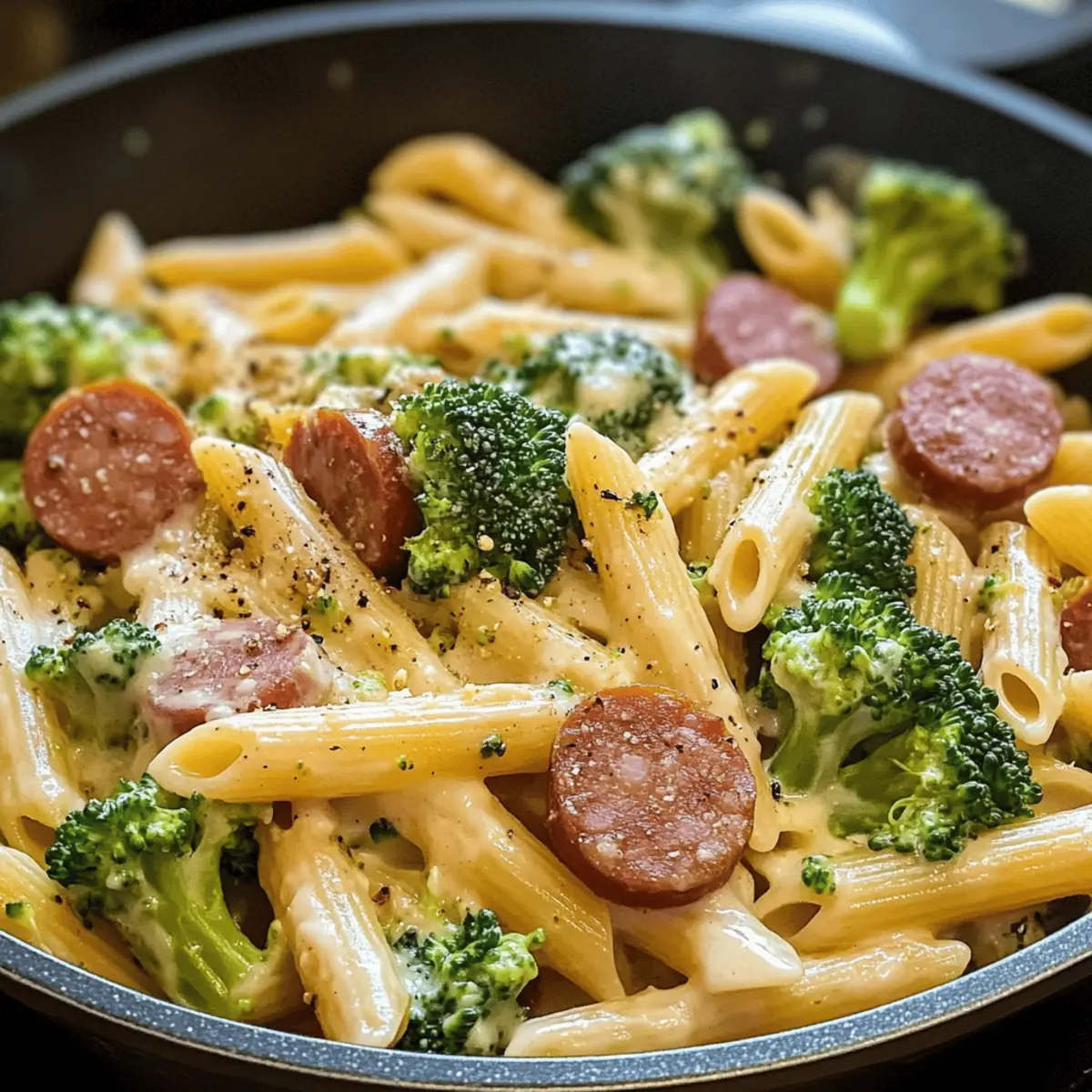 Poêlée de Kielbasa Crèmeux avec Brocoli, Délicieuse et Rapide