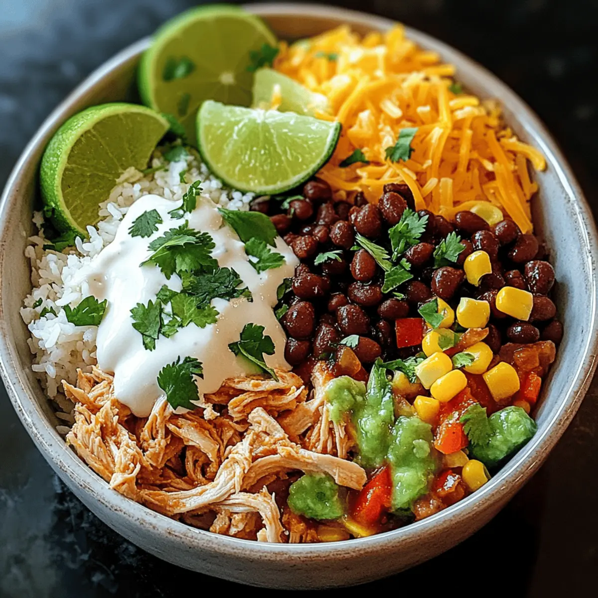 Bols de burrito au poulet en mijoteuse faciles et savoureux