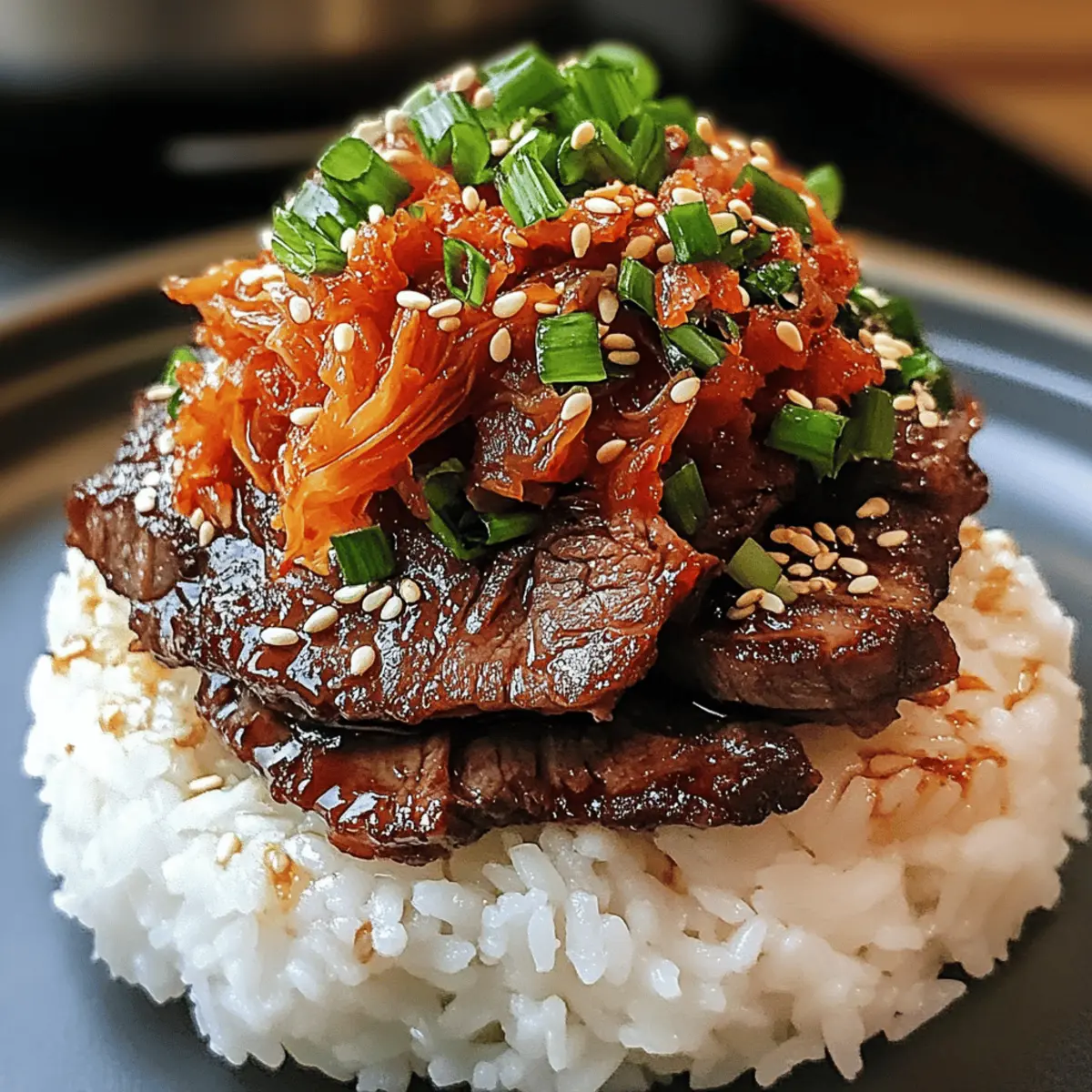 Empilement de Riz au Bœuf Barbecue Coréen Savoureux