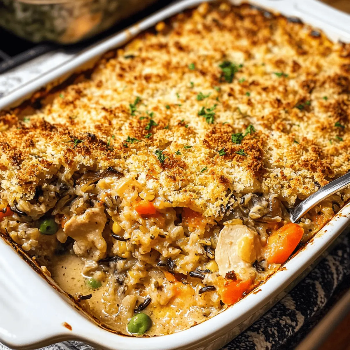 Casserole de poulet au riz sauvage crémeuse et réconfortante