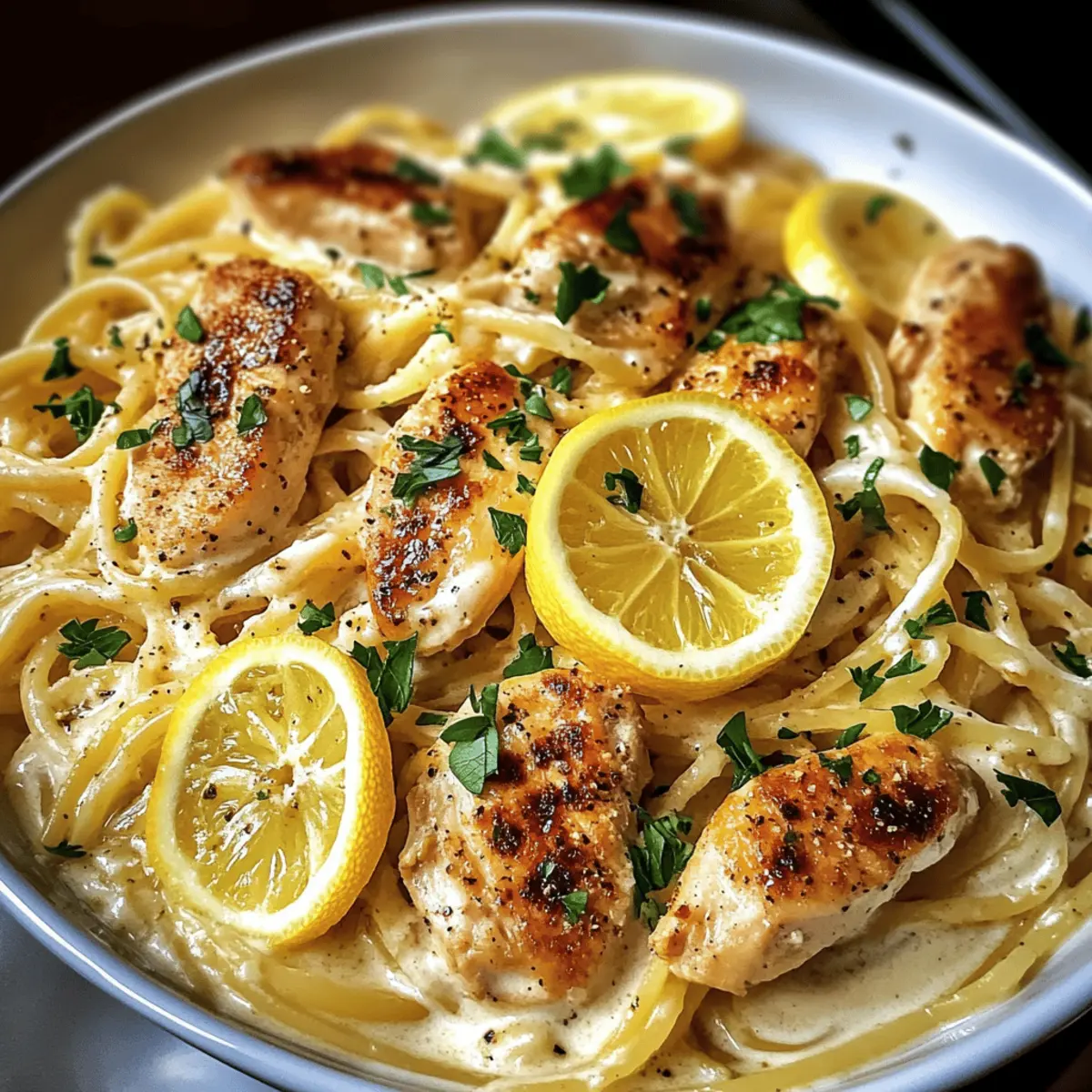 Pâtes au poulet au citron faciles et crémeuses