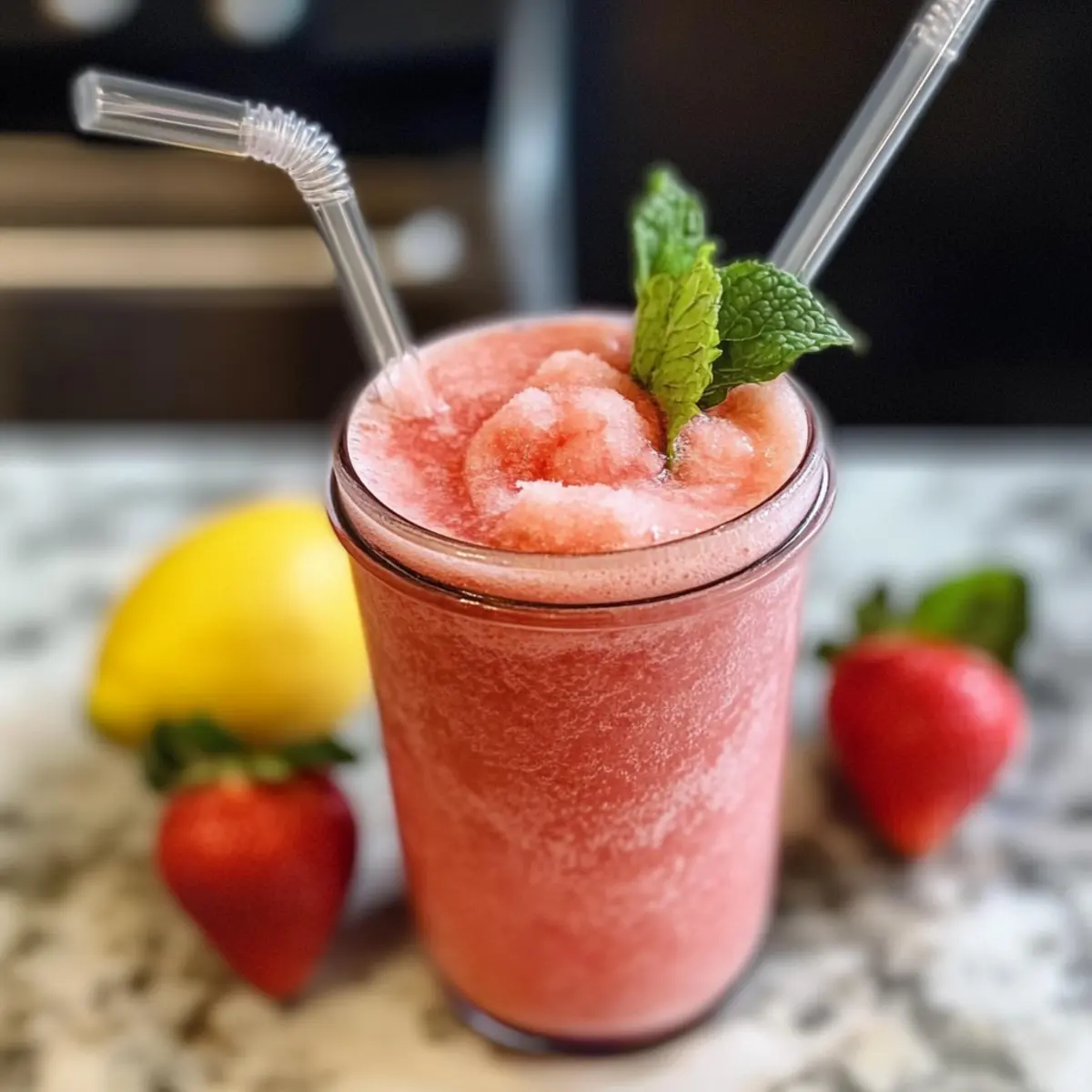Limonade citrons-fraises glacée rafraîchissante et saine