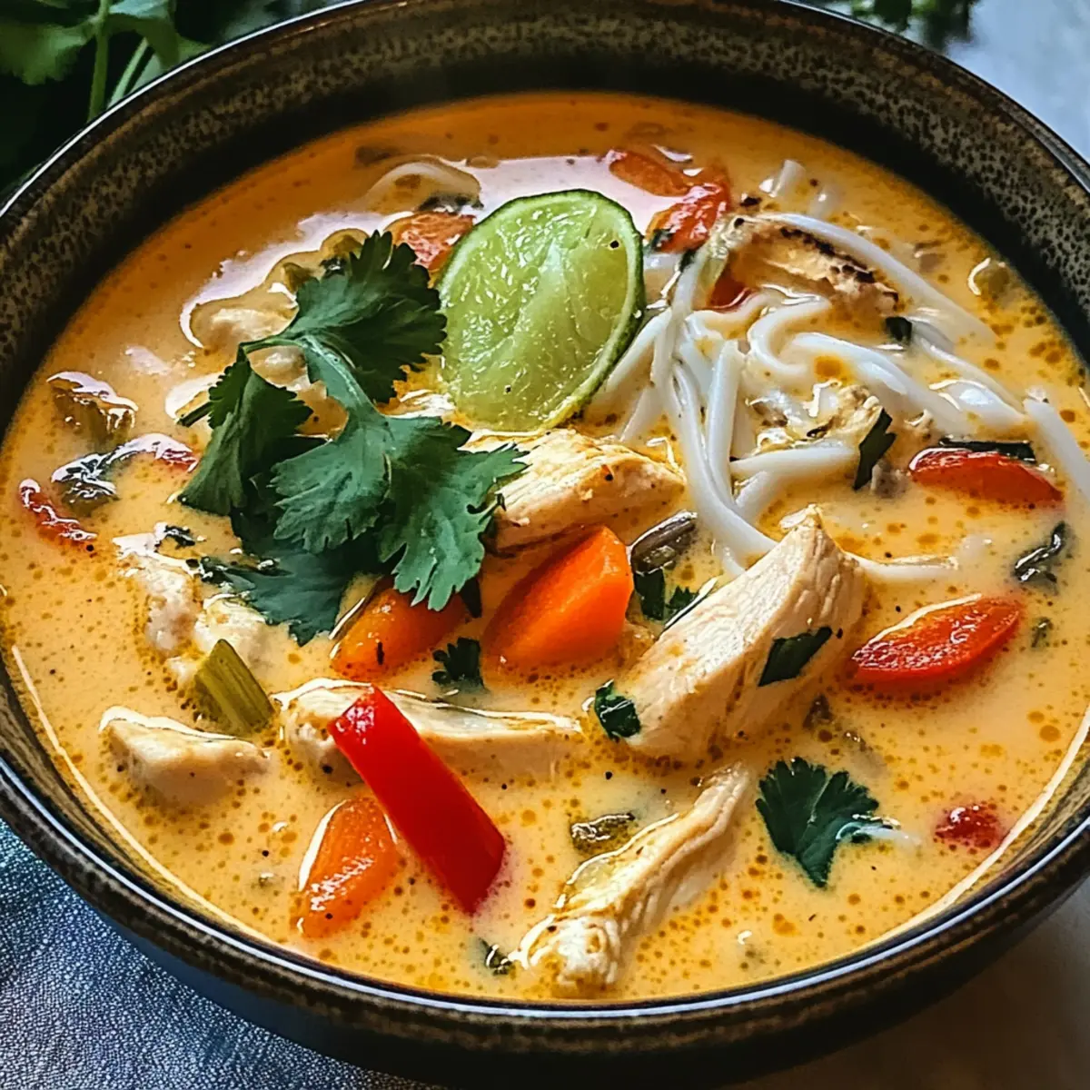 Soupe de poulet thaïlandais rapide et savoureuse