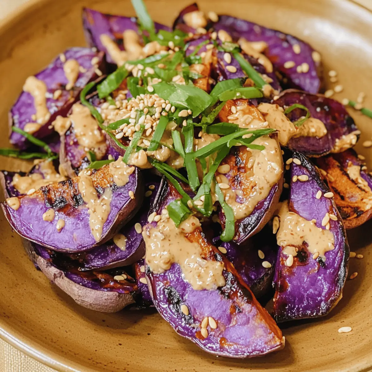 Salade de patates douces violettes grillées délicieuse