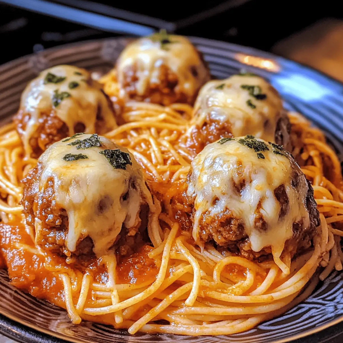 Spaghetti effrayant et boulettes de viande au fromage