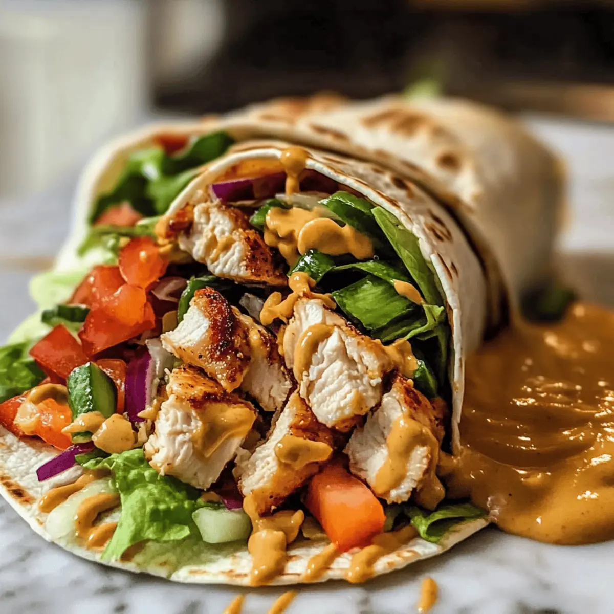Wraps de poulet aux arachides thaïes rapides et sains