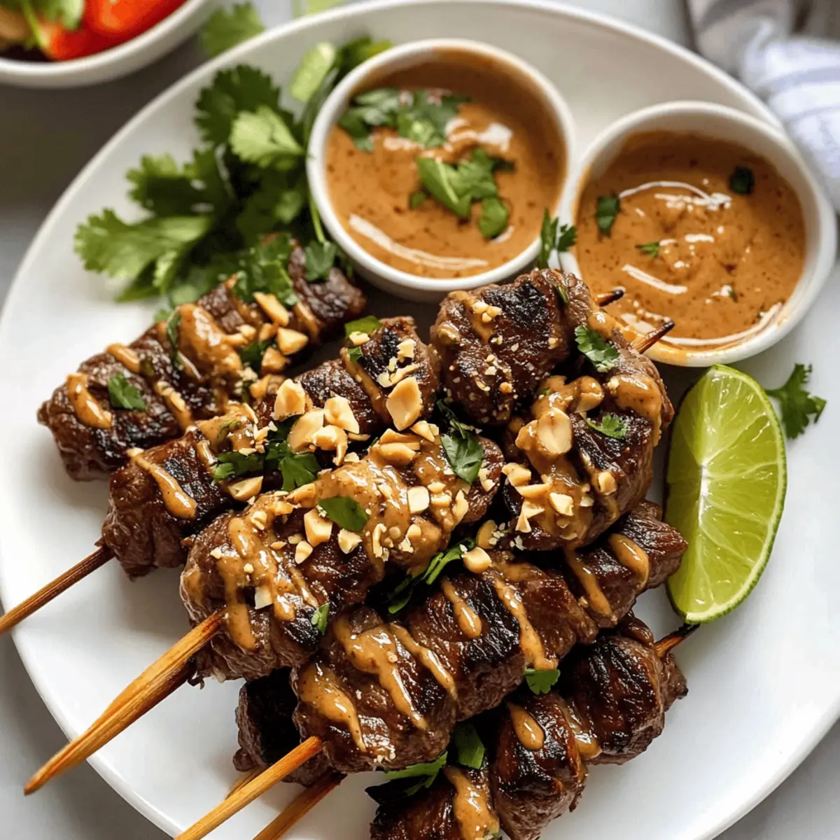 Savoureux Satay de Boeuf avec Sauce aux Cacahuètes Thaïlandaise