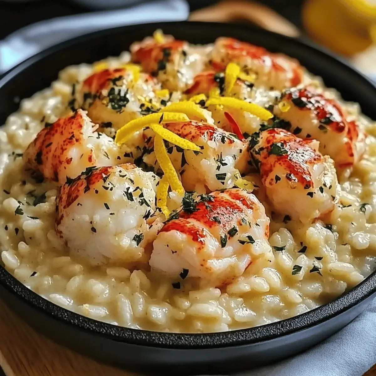 Risotto au homard au beurre citronné délicieux