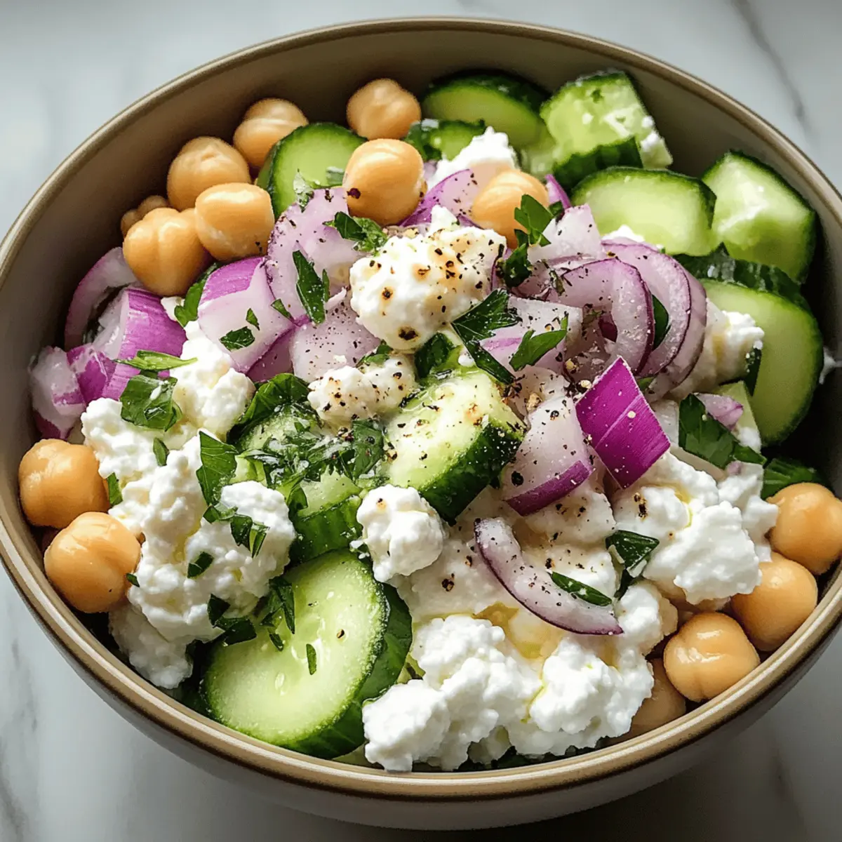 Salade de fromage cottage et de pois chiches facile