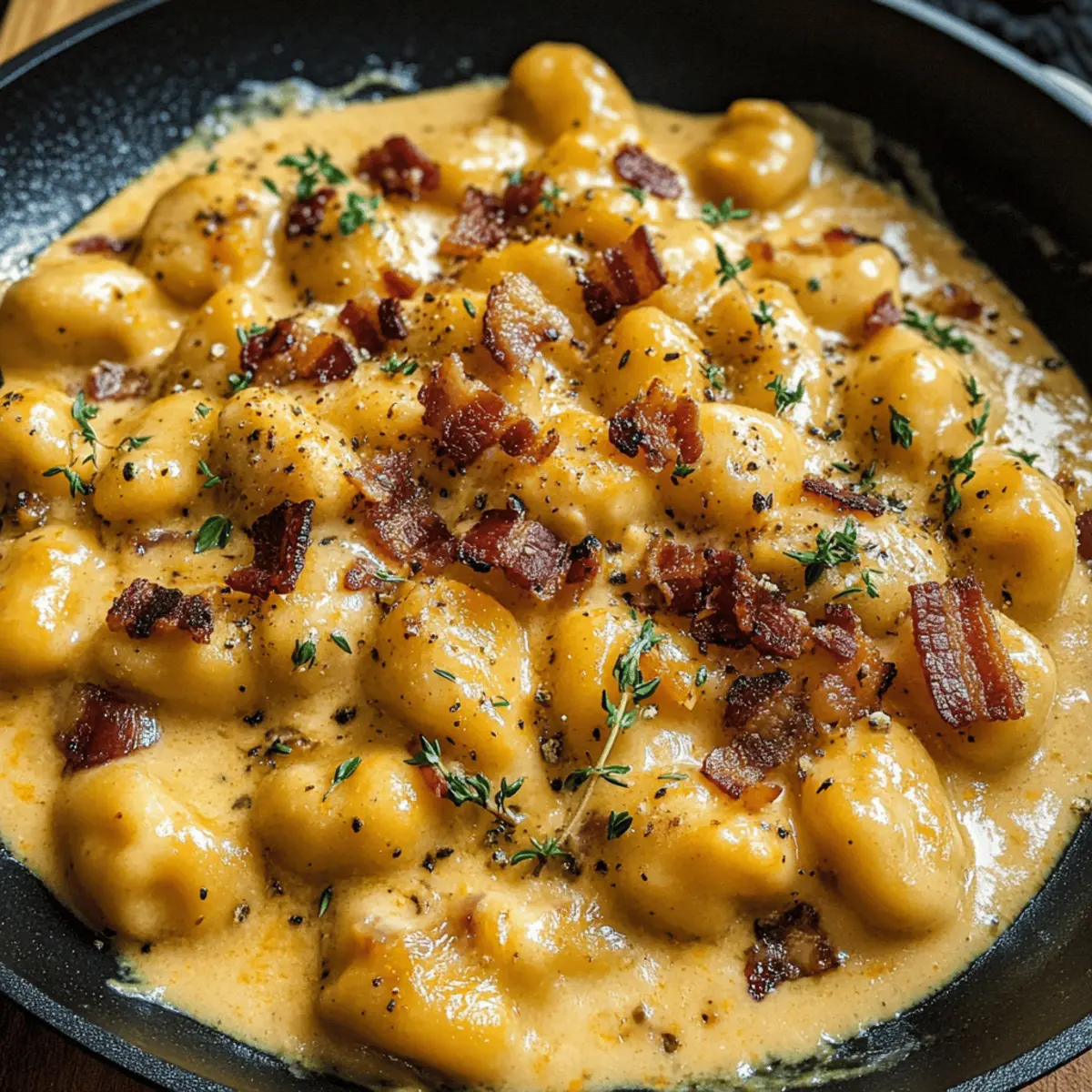 Gnocchi crémeux à la citrouille avec bacon facile