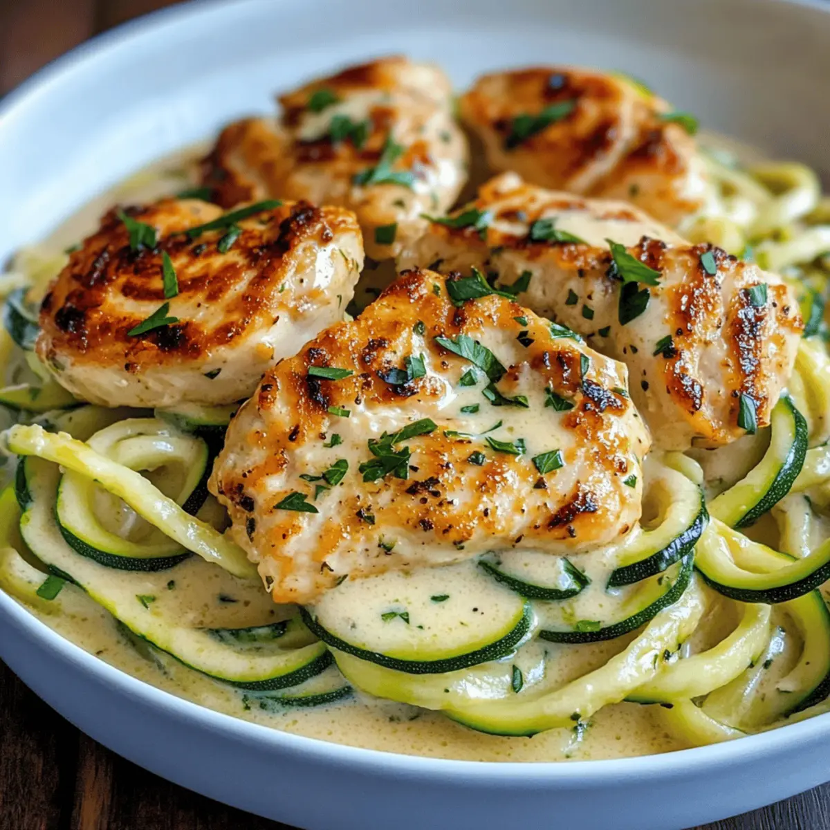 Alfredo au poulet avec nouilles de courgette crémeuses