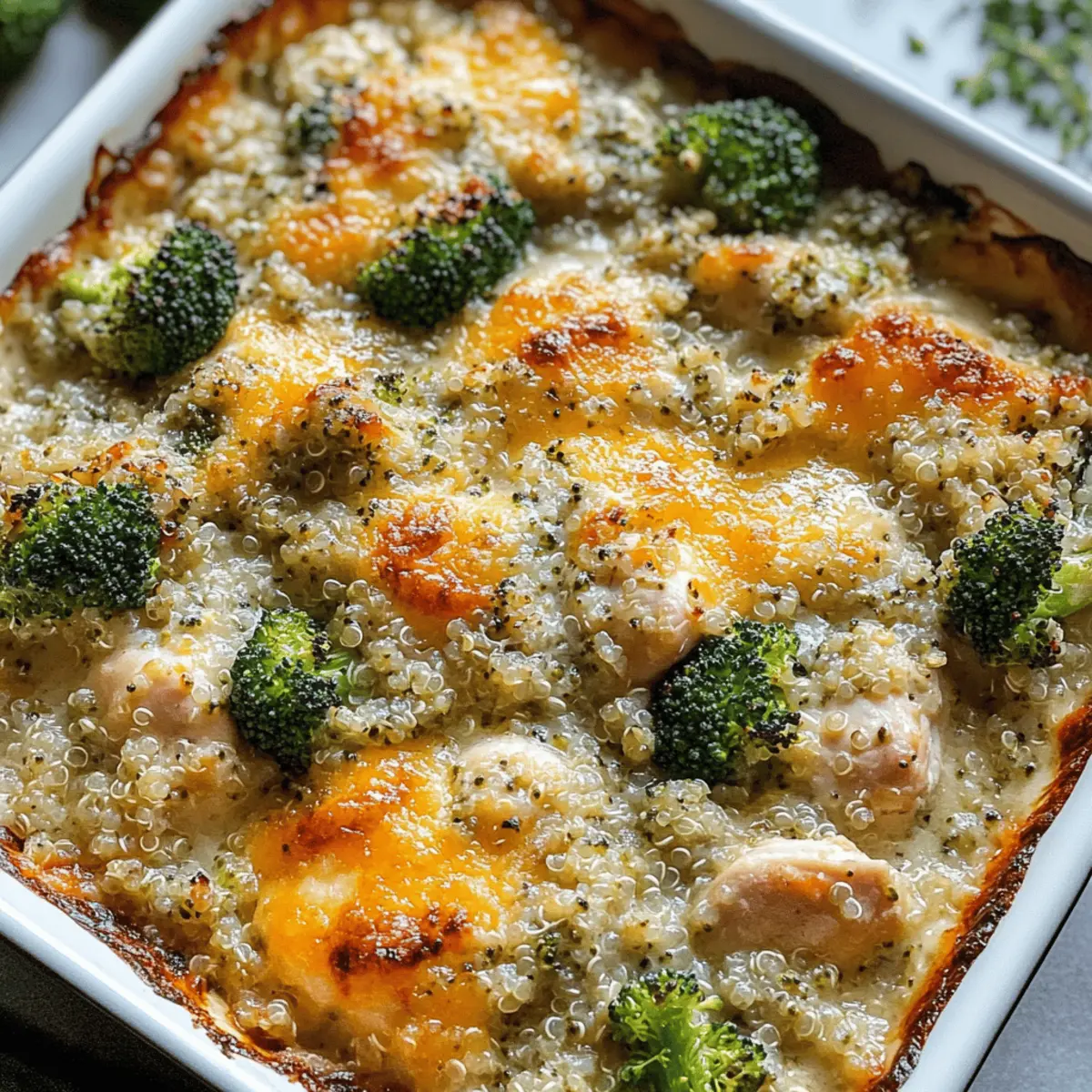 Gratin de quinoa au poulet cheesy et brocoli réconfortant