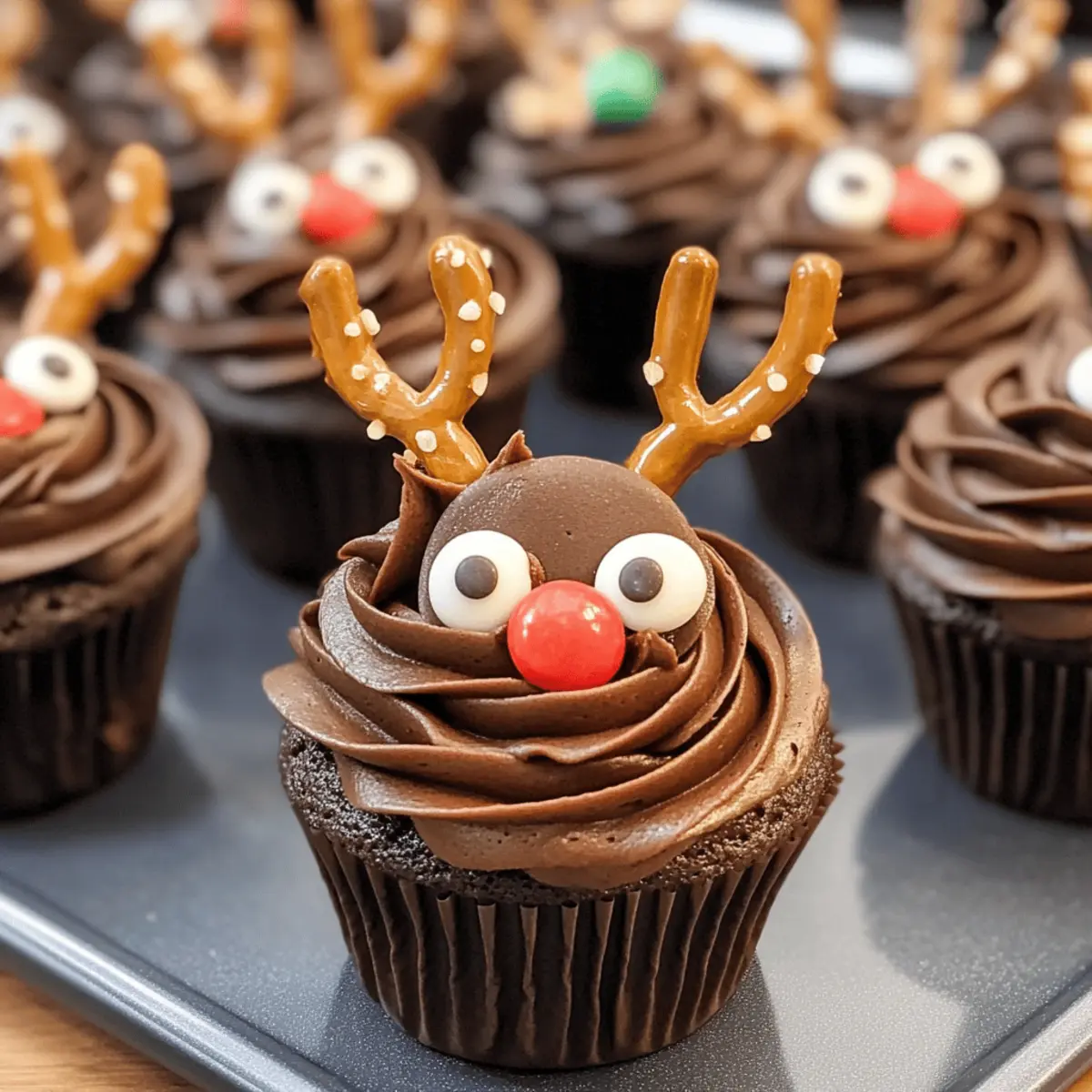 Cupcakes Renne Festifs au Chocolat Fudge
