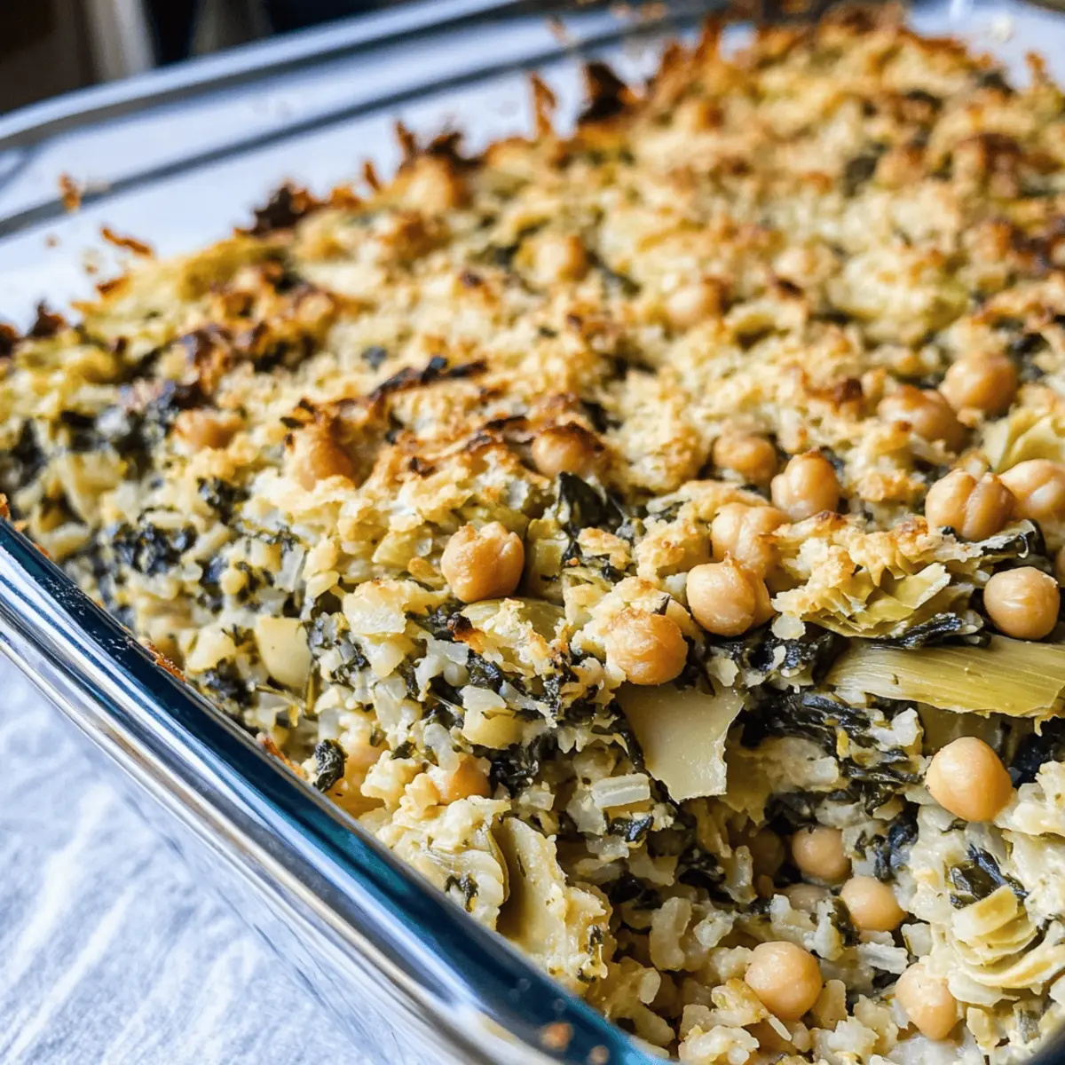 Casserole de pois chiches, riz brun et épinards réconfortante