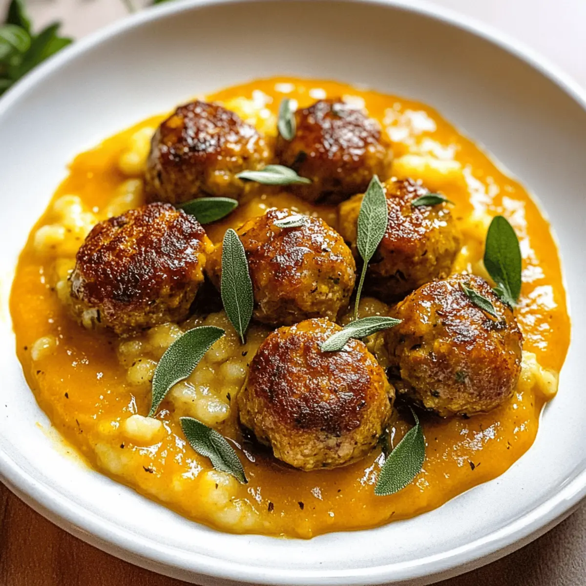 Boulettes de viande de dinde dans une sauce au potiron et à la sauge