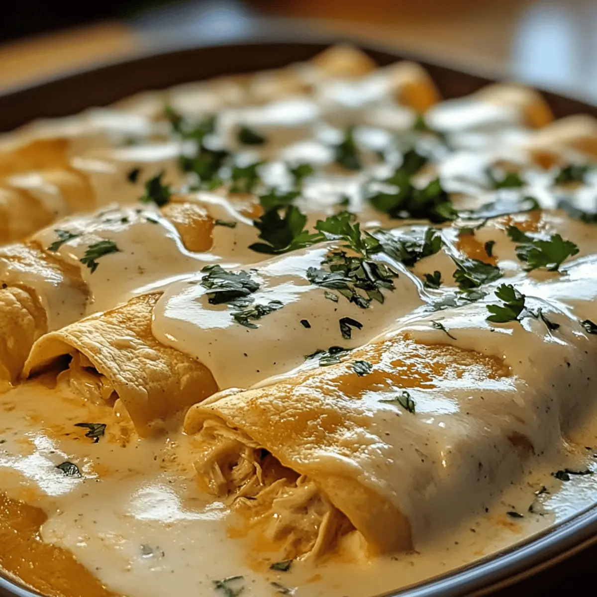 Enchiladas de poulet avec sauce blanche crémeuse