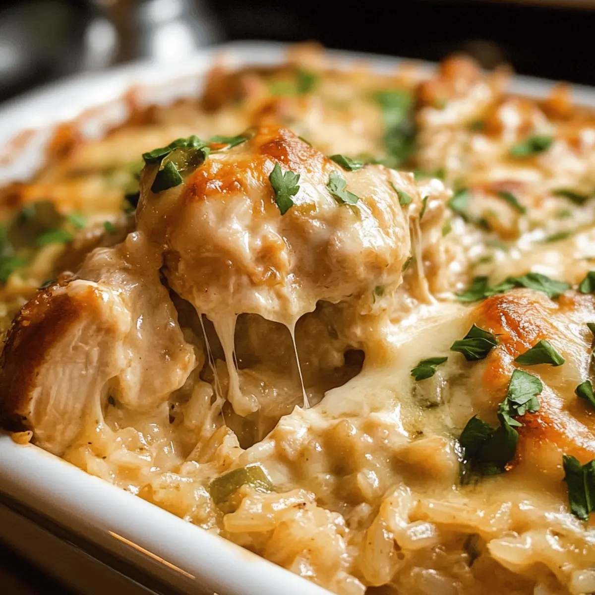 Casserole de poulet et de riz au queso crémeuse