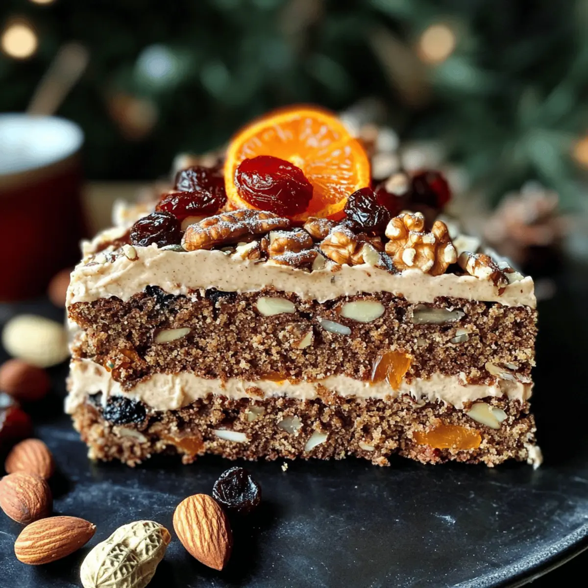 Gâteau aux fruits et aux noix façon festive