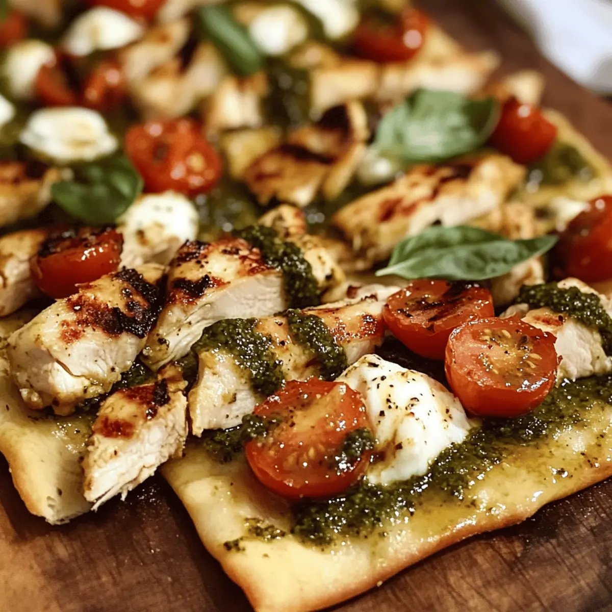 Pain plat au poulet pesto, facile et savoureux
