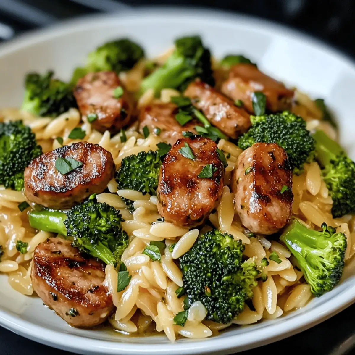 Saucisse de poulet et orge perlé au brocoli facile