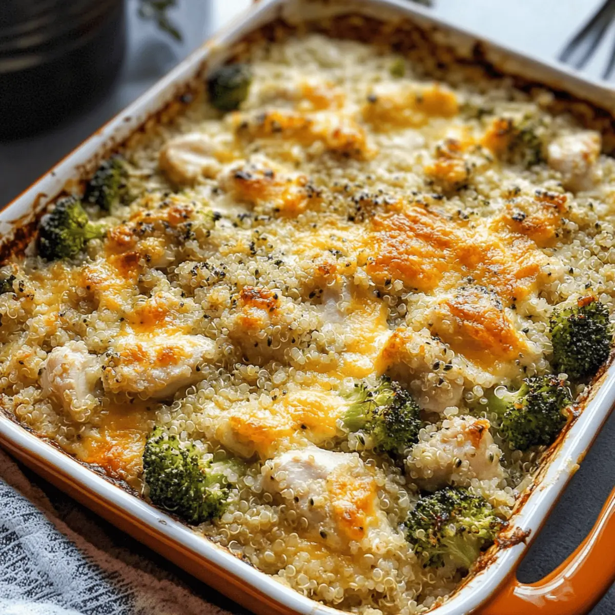 Poulet fromager et quinoa au brocoli gratiné délicieux