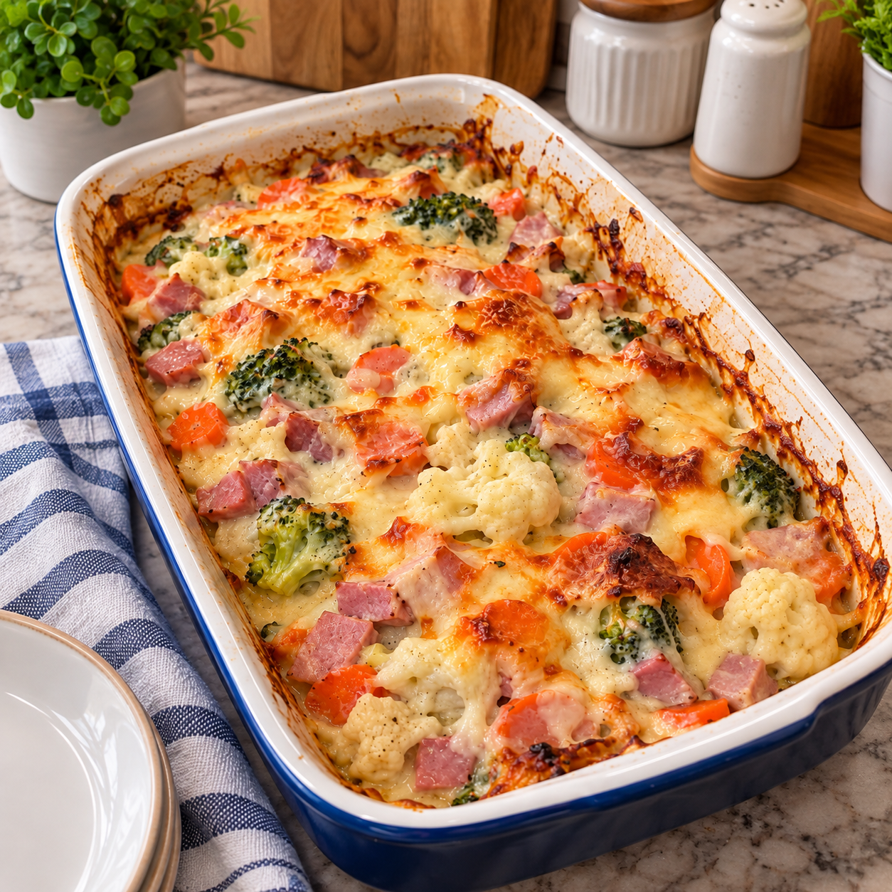 Gratin de jambon et légumes de maman
